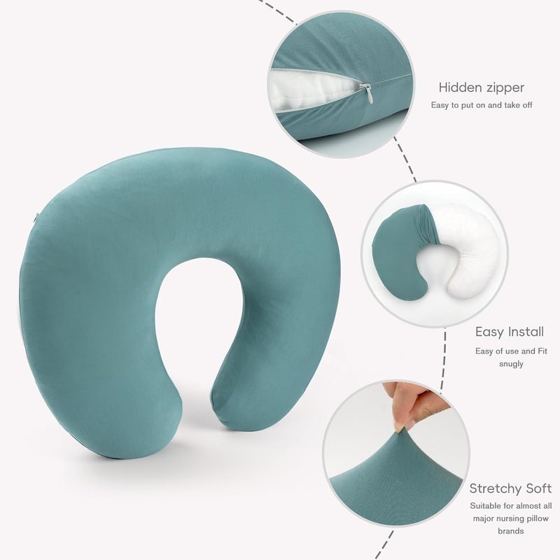 FUNUPUP Rayon Made from Bamboo Nursing Pillow Cover Compatible with Boppy Nursing Pillow, Stretchy Baby Nursing Covers for Breastfeeding Pillows for Boys Girls, Green - Image 4
